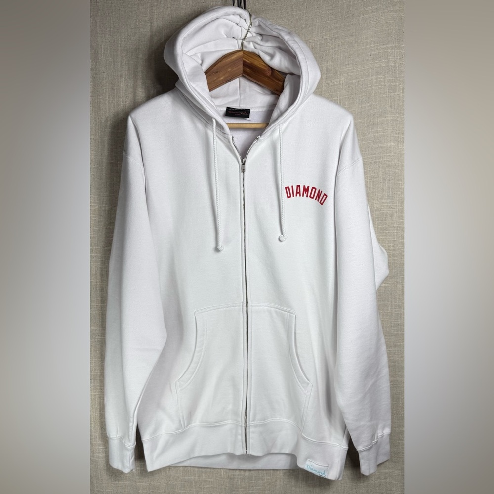 💎Diamond Supply Co.💎 White Full Zip Hoodie Size L